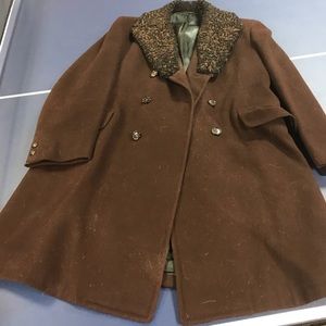 Vintage double breasted brown wool coat